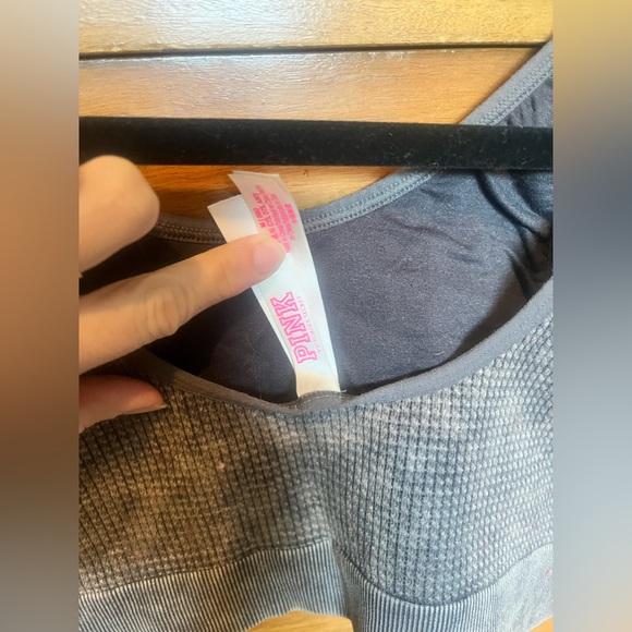 PINK Victoria’s Secret taupe dark gray textured stretchy bralette sports bra • M - Picture 9 of 10